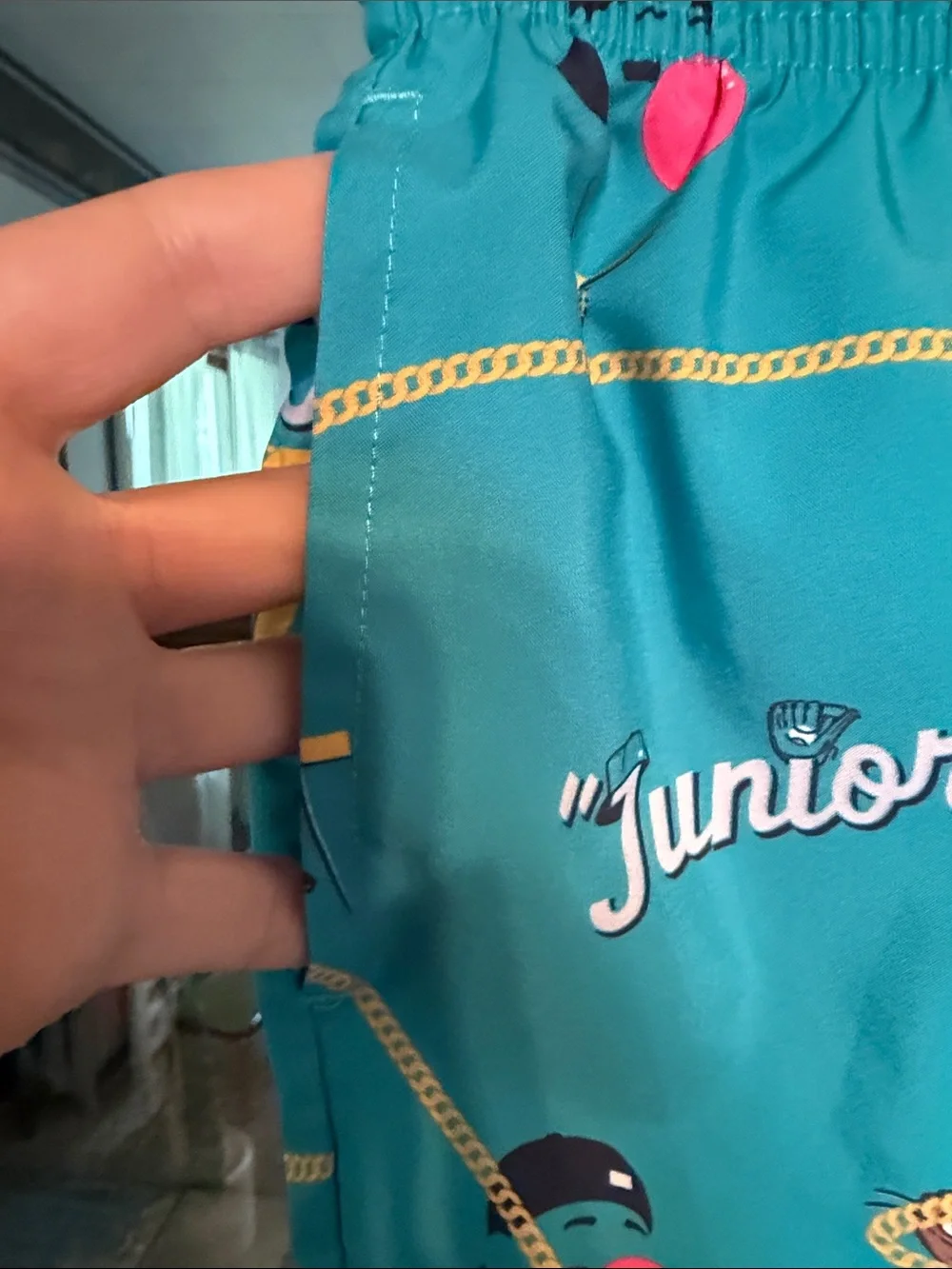 Baseballism Kids Ken Griffey Jr Shorts Teal Graphic Shorts Large